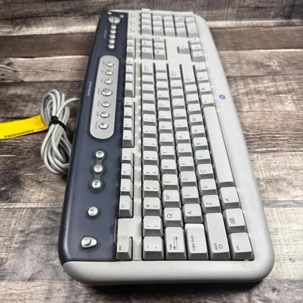 HP SK-2560 Internet Multimedia Keyboard PS/2 Wired Grey Navy 5185-1596 Vintage